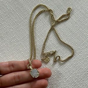 Long Kendra Scott drusy necklace.